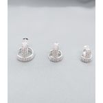 Trio Argola Redonda Cravejada Zirconias Banhada a Prata