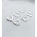 Kit 3 Argolas Cravejadas Zirconias Banhada a Prata 