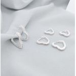 Trio de Argolas Coração Com Zirconias Cravejadas Banhada a Prata 