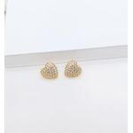 Brinco Coração Cravejado em Zircônias Banhado a Ouro 