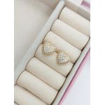 Brinco Coração Cravejado em Zircônias Banhado a Ouro 