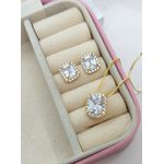 Conjunto Colar e Brinco Zircônias Banhado a Ouro 