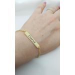 Pulseira Feminina para Adulto de Chapinha Personalizada Banhada a Ouro