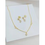 Conjunto Infantil Colar e Brinco Corações Banhado a Ouro