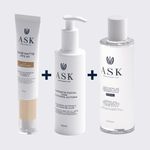 Kit Base Matte Fps 30 , Sabonete com Gluco e Água Micelar ASK