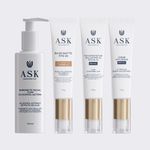 Kit Base Matte Canela, Sabonete com Gluco, Fotoprotetor e Anti-idade ASK