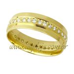 Aliança cravejada de diamantes ouro amarelo 18K anatômica largura 6,0mm