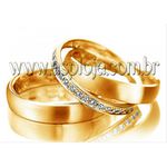 Aliança Elegânce de diamantes joias anel duplo ouro amarelo largura 8,0mm