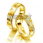 Aliança Elegance de diamantes em ouro amarelo de casamento ou noivado largura 5,0mm