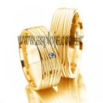 Aliança Individual de casamento ou noivado com brilhante personalizado em ouro amarelo largura 6,5mm