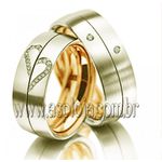 Aliança duo color Simbólica de casamento ou noivado brilhante personalizado em ouro amarelo