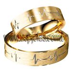 Aliança Simbólicas cardiograma de casamento ou noivado em ouro amarelo largura 6,0mm