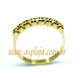 Anel Meia Aliança Em Ouro 18K Com 7 Diamante de 2,0 mm