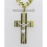 PG-29-Pingente em Ouro 18K Crucifixo com Cristo Em Ouro Branco