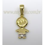 Pingente de Ouro 18K Menino Camiseta com Diamantes