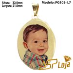 Pingente Fotogravação Ouro 18K Oval Borda Lisa