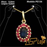 Pingente de Ouro 18K Safira Oval e Rubi