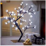 Árvore Cerejeira Com 48 Leds Preta Com Flores 40cm Branco Frio