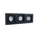 Spot Recuado Triplo Preto Para Dicroica Mr16 Led Medidas 30x10cm Branco Quente