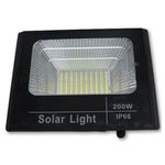 Refletor Holofote Led Com Placa Solar 200w Branco Frio a Prova D'água Ip66