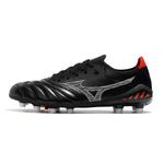 Chuteira Campo Mizuno Morelia (FG) - Preto/Grafite com Detalhes Vermelhos