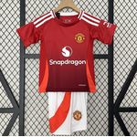 Conjunto Infantil Manchester United Home II 24/25 Vermelho/Branco
