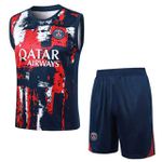 Conjunto Treino Regata E Short PSG 2024/25 Vermelho/Azul Marinho
