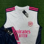 Conjunto Treino Regata + Short Arsenal 2023/24 - Branco/Azul/Rosa