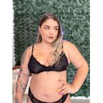 Conjunto Plus Size meiaTaça Renda Preta Calcinha Fio Renda 271.15