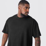 Camiseta Plus Size De Algodão Masculina Preta