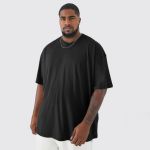 Camiseta Plus Size De Algodão Masculina Preta