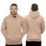 Blusa De Moletom Canguru e Capuz Bege