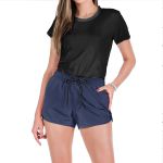 Short Tactel Liso Feminino Azul Marinho