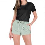 Short Tactel Liso Feminino Cinza