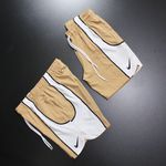 BERMUDA ELASTANO - BEGE C/ BRANCO