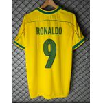 Camisa Retrô Brasil Home1998 Ronaldinho N°9 (NACIONAL PREMIUM) 