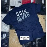 Camisa quiksilver escrita nas costas azul escura 