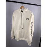 Moletom C/Capuz Armani EA7 off white com escrita na manga 