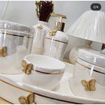 Kit Higiene completo porcelana filhete ouro LUXO