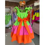 Vestido Melissa - Verde -laranja-pink