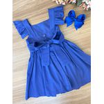 Vestido gola quadra -azul royal