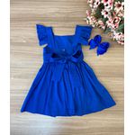 Vestido gola quadra -azul royal