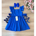 Vestido gola quadra -azul royal