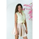 Conjunto Cecilia floral listras amarela