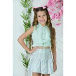 Conjunto Cecilia floral listras verde