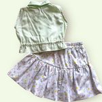 Conjunto Cecilia floral listras verde
