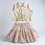 Conjunto Cecilia floral listras amarela