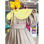 Vestido flor caqui -amarelo