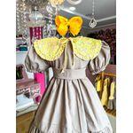 Vestido flor caqui -amarelo