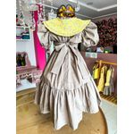 Vestido flor caqui -amarelo